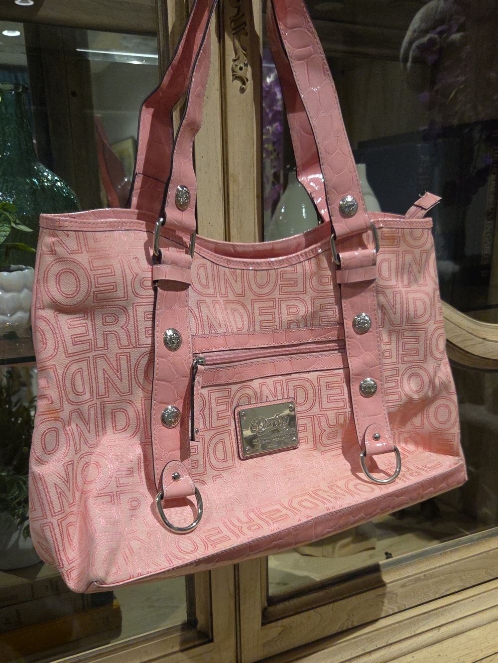 House of Deréon Crocodile-Embossed Monogram Shoulder Bag